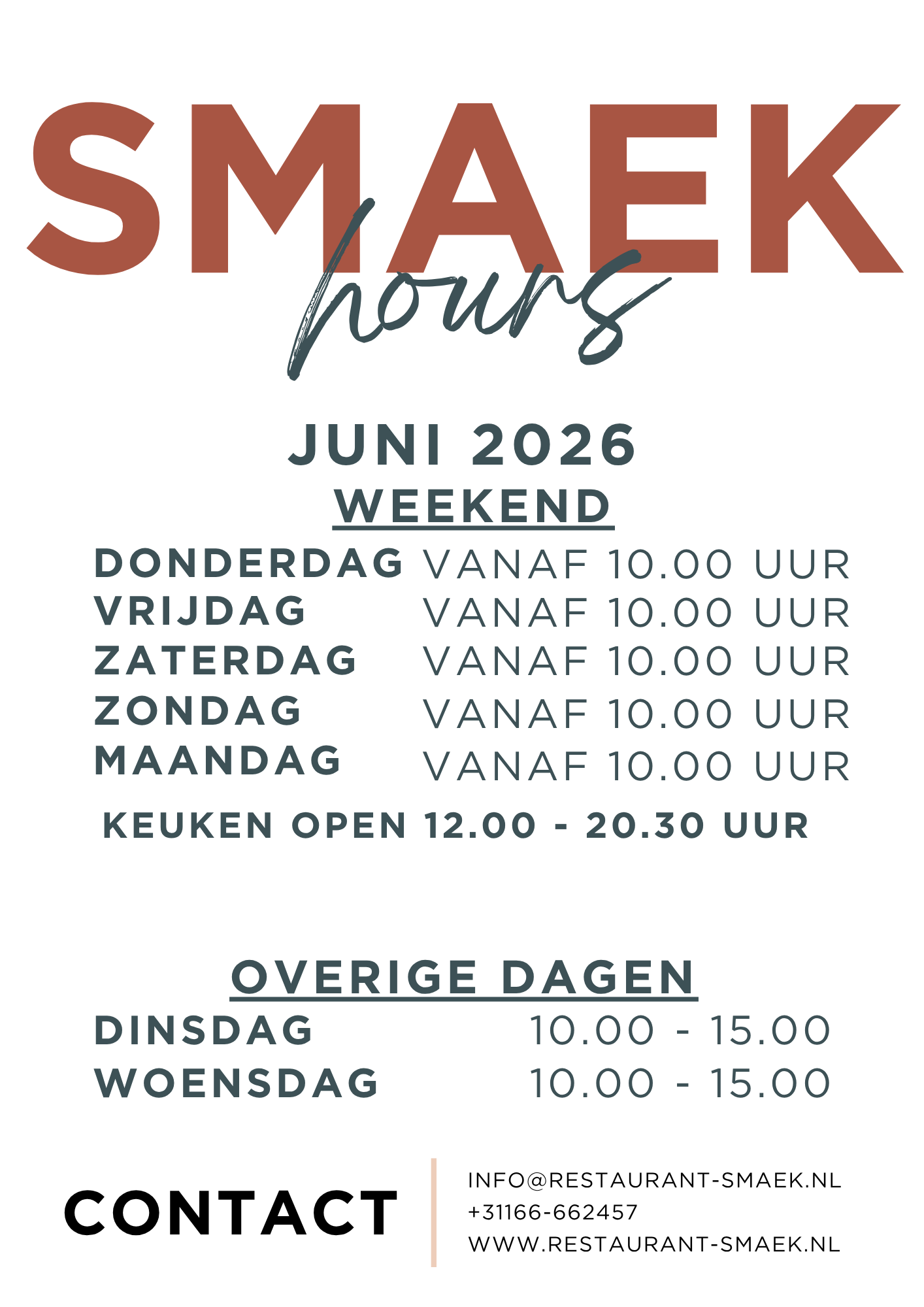 openingstijden smaek mei 2026