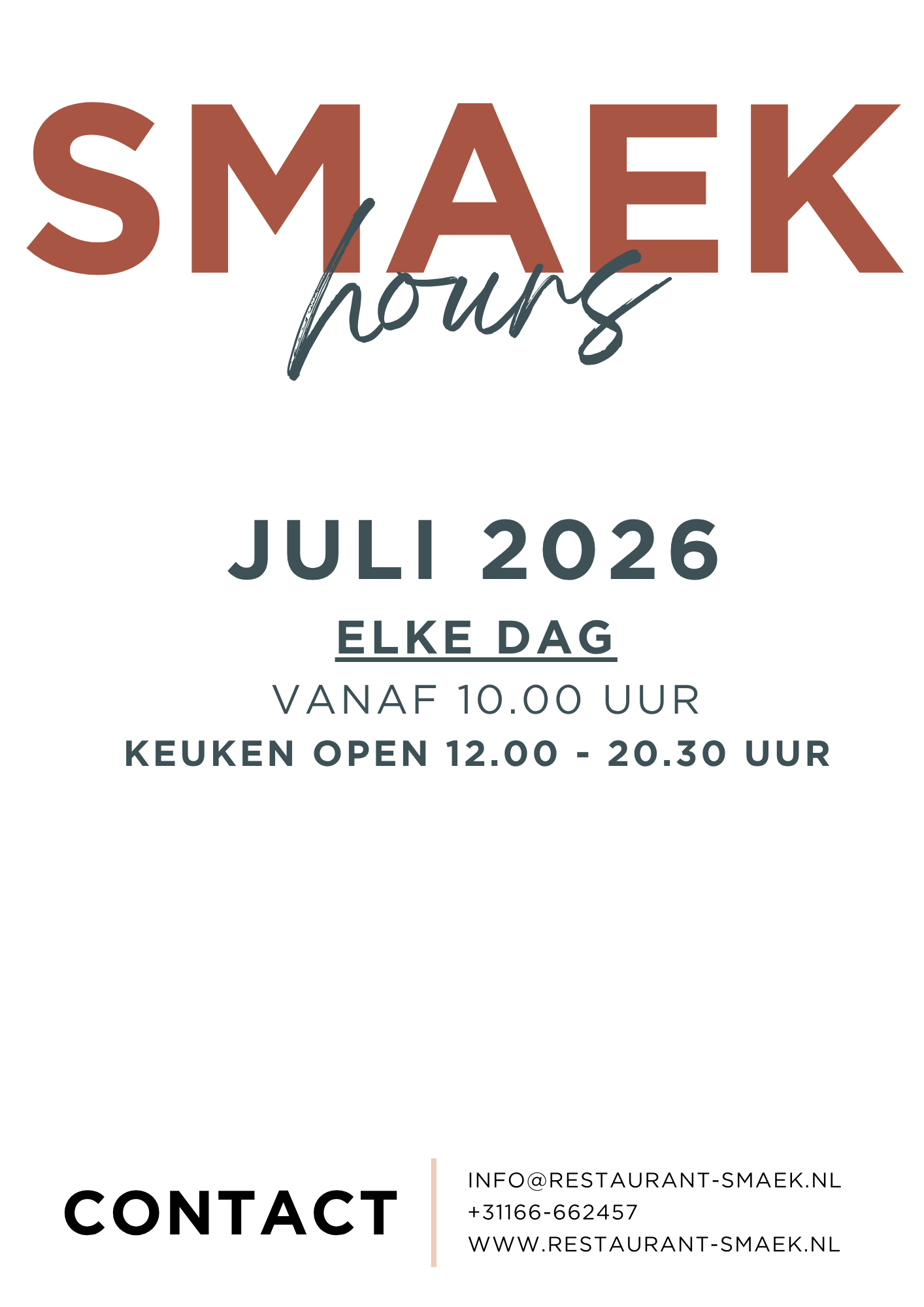 openingstijden smaek mei 2026