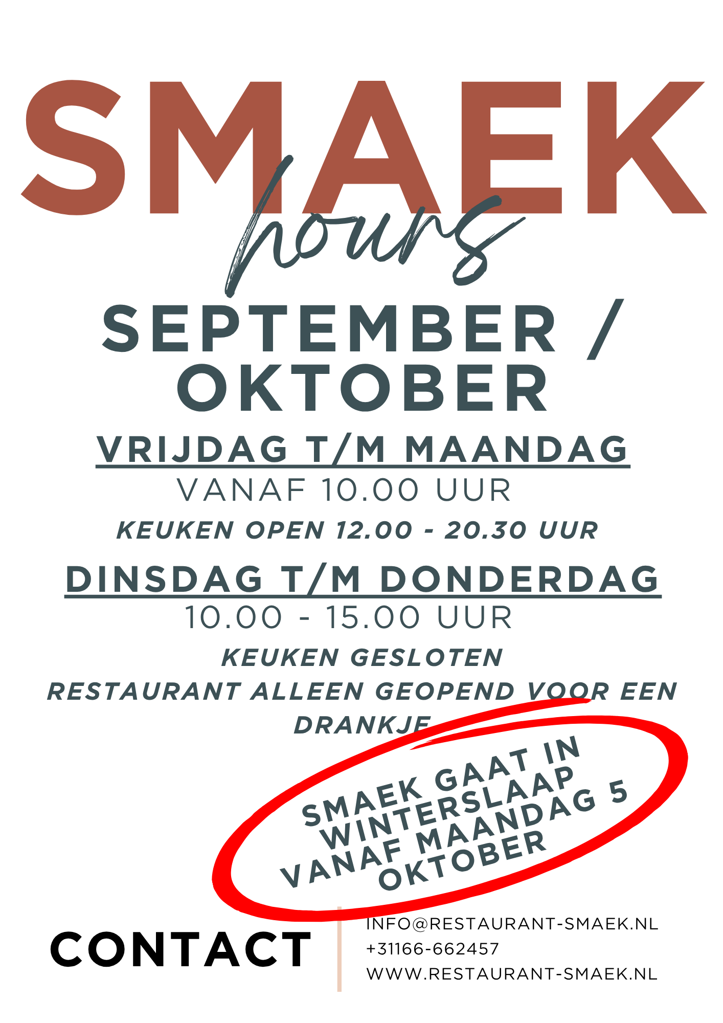 openingstijden smaek mei 2026